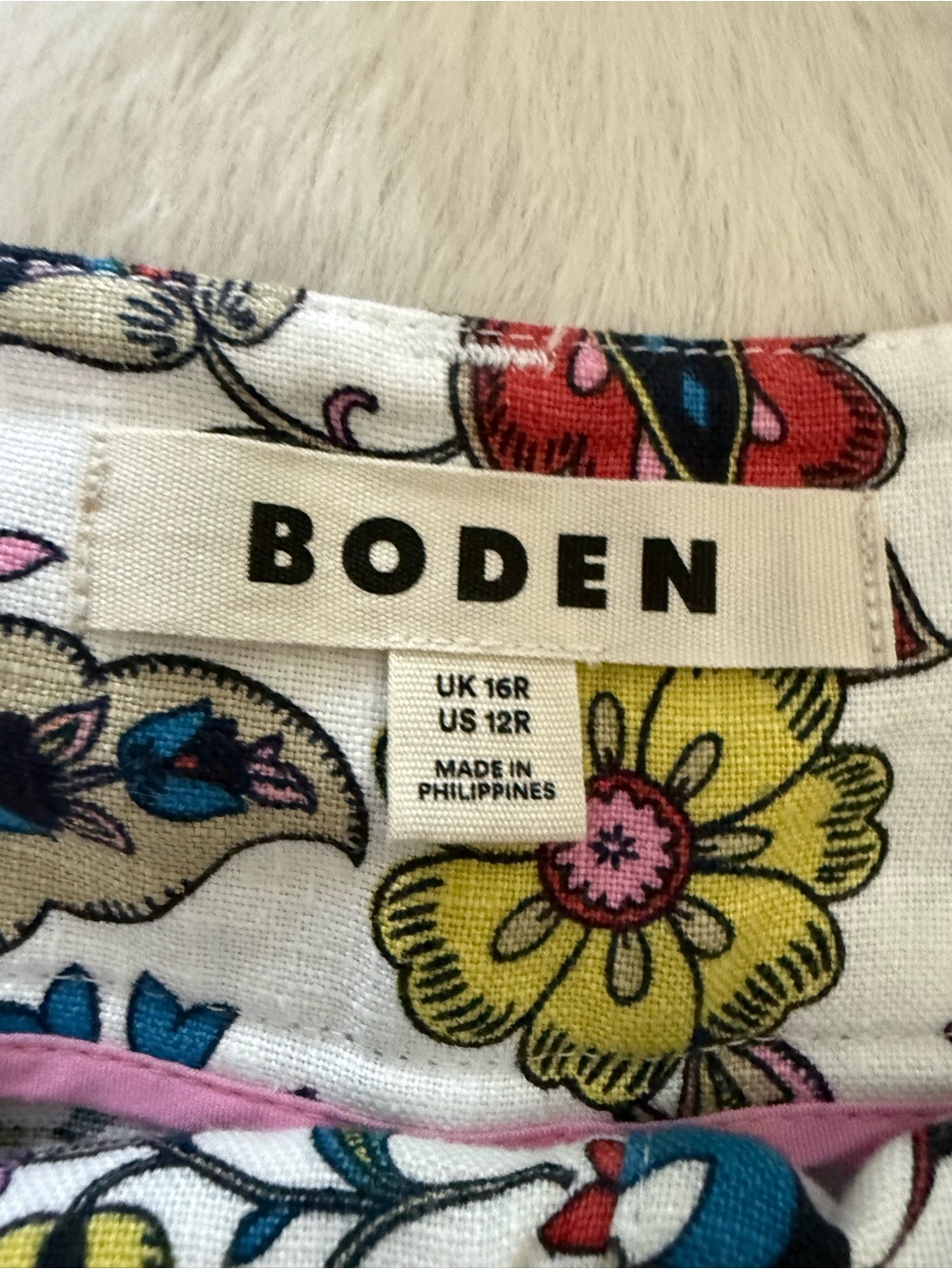 Boden White Floral Wide-Leg Pants with Multicolor Print - Picture 3 of 4